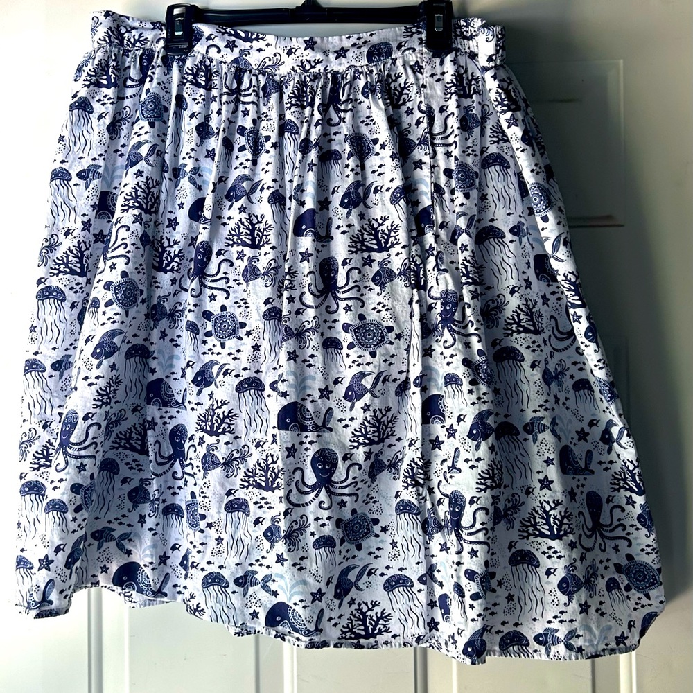 ModCloth 100% Cotton octopus jellyfish fun skirt plus size 2X